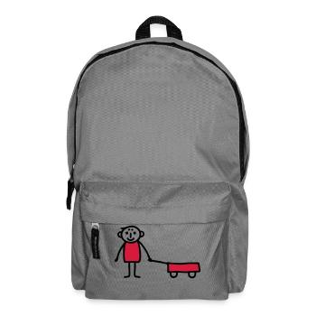 Junge mit Bollerwagen - V2 - Rucksack - Mittelgrau - Vorne