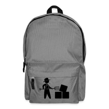 Bauer mit Mistgabel und Heu - Rucksack - Mittelgrau - Vorne