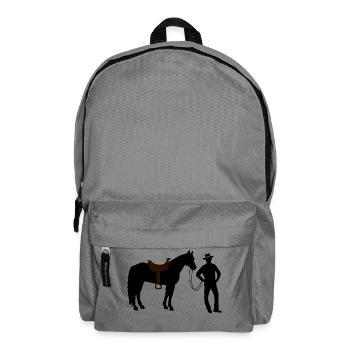 Cowboy mit Pferd - Rucksack - Mittelgrau - Vorne