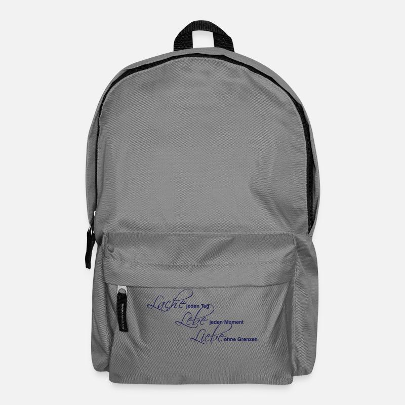 Lache, Lebe, Liebe - Rucksack - Mittelgrau