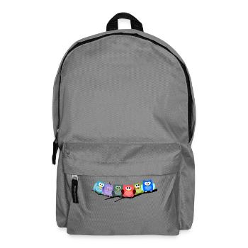 Cooles buntes Eulen Motiv - Rucksack - Mittelgrau - Vorne