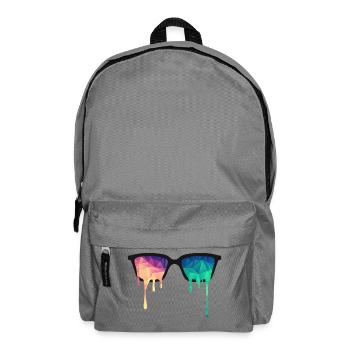 Psy Nerd Brille mit LSD Farb-Tropfen / Dreiecken - Rucksack - Mittelgrau - Vorne