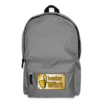 Vom Grafik Designer---Messingschild - bester Wirt - Rucksack - Mittelgrau - Vorne