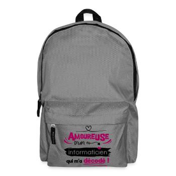 Amoureuse d'un informaticien ! humour geek - Sac à dos - gris éléphant - Devant