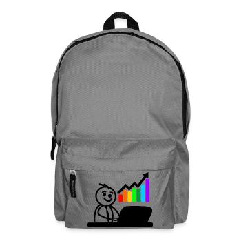 Happy young man on laptop colored chart - Backpack - elephant grey - Front