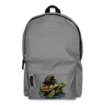 Kleine grüne Schnecke lässt sich von Schildkröte m - Rucksack - Mittelgrau - Vorne