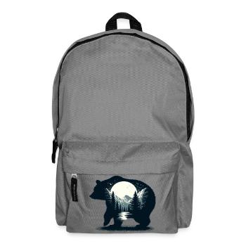 Bären Silhouette Wildnis Vollmond Nacht - Rucksack - Mittelgrau - Vorne