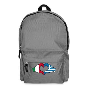 Italy Greece Flag Hands Heart Shape - Backpack - elephant grey - Front