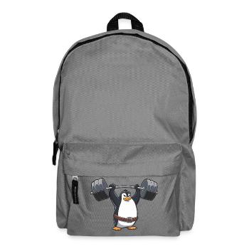 fort pingouin entraînement haltère style bande dessinée - Sac à dos - gris éléphant - Devant