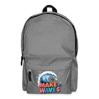 Lebendige Surfwelle mit Make Waves-Text - Rucksack - Mittelgrau - Vorne