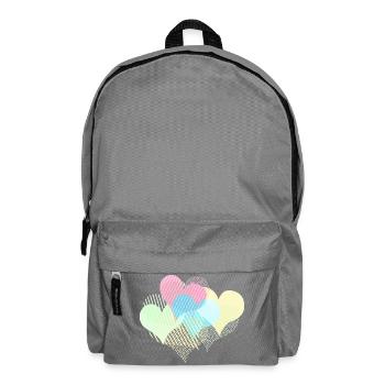 De nombreux cœurs colorés avec des rayures à pois - Sac à dos - gris éléphant - Devant