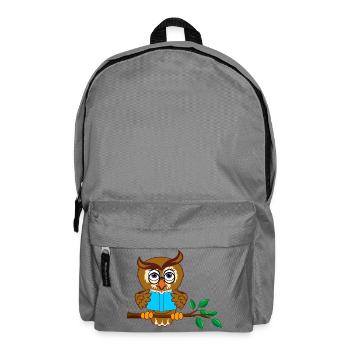 Tree Branch Owl with Blue Book - Backpack - elephant grey - Front