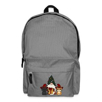 Katze mit Wichtel   - Rucksack - Mittelgrau - Vorne