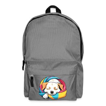 Slumbering Puppy Rainbow Scarf - Backpack - elephant grey - Front