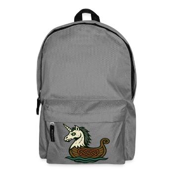 Untoter Wikinger-Einhorn im nordischen Langschiff - Rucksack - Mittelgrau - Vorne