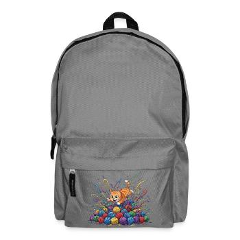 Kittens between colorful balls of yarn - Backpack - elephant grey - Front