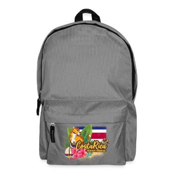 Costa Rica Retro Jaguar Vintage mit Fahne Souvenir - Rucksack - Mittelgrau - Vorne