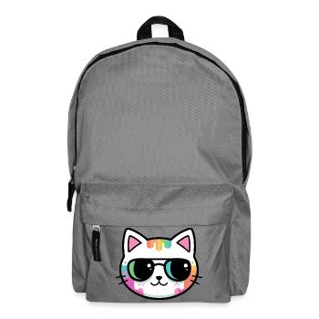 Regenbogen-Minimalistische Katzen-Schwarzbrille - Rucksack - Mittelgrau - Vorne