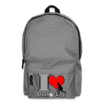 Unihockey Floorball i love - Rucksack - Mittelgrau - Vorne