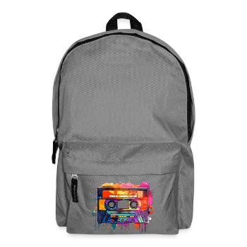 Retro-Kassetten-Audioband Vintage, 70er, 80er, 90er, - Rucksack - Mittelgrau - Vorne