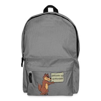 Hindernisse? Nutze die Chance! – Cartoon Wolf - Rucksack - Mittelgrau - Vorne