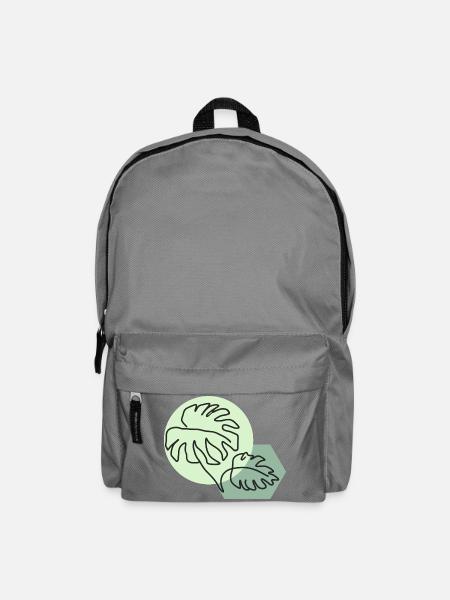 Pastellfarbene Monstera-Blätter im einfachen Linienstil - Rucksack - Mittelgrau