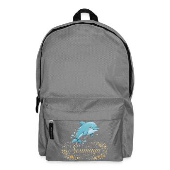 Soumaya-Delfin im goldenen Blumenrahmen - Rucksack - Mittelgrau - Vorne