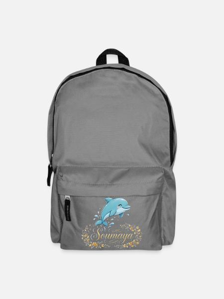 Soumaya-Delfin im goldenen Blumenrahmen - Rucksack - Mittelgrau