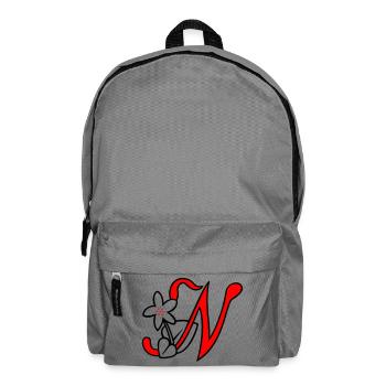 Buchstabe, Initiale, Blume - Rucksack - Mittelgrau - Vorne