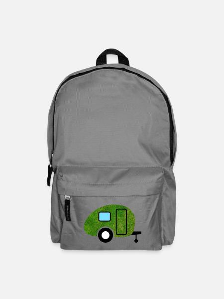 Wohnwagen Rasen Gras Natur Camping Caravan Outdoor - Rucksack - Mittelgrau
