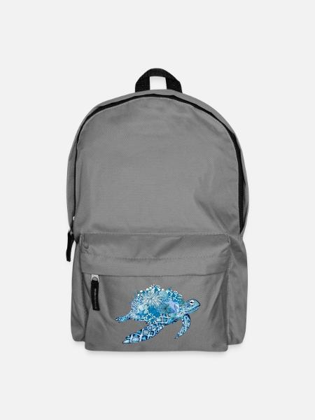 tortue bleue imaginative avec des coraux - Sac à dos - gris éléphant