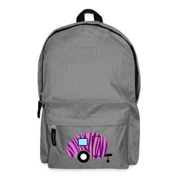 Caravan Caravan Zebra Camping Camper Pattern Fan - Backpack - elephant grey - Front