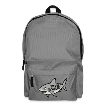 Cartoon Silver Shark Text Hai Fisch böse Meer - Rucksack - Mittelgrau - Vorne