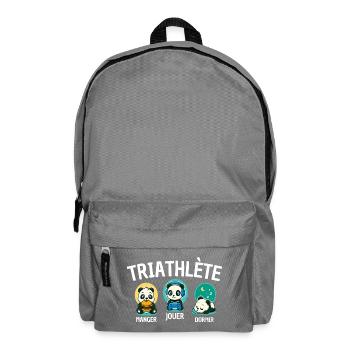 Triathlète Panda Manger Jouer Dormir Cute - Sac à dos - gris éléphant - Devant