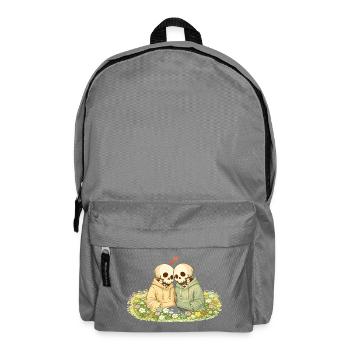 Cozy Skeleton Couple on Flower Meadow – Near - Backpack - elephant grey - Front