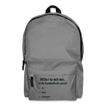 Handball Date Saying Invitation (Black) - Backpack - elephant grey - Front