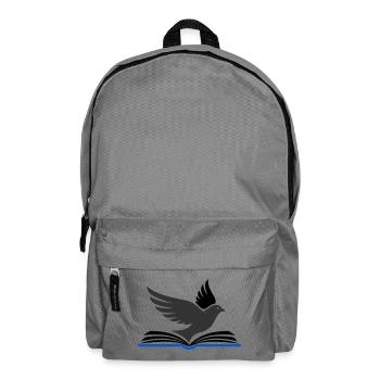 Vogel fliegt aus Buch - Rucksack - Mittelgrau - Vorne