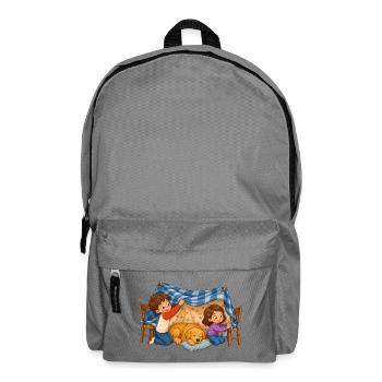 Children's Blanket Cave with Dog Cuddly Motif - Backpack - elephant grey - Front