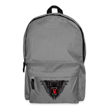Detaillierter Wolfsgesicht-Print - Rucksack - Mittelgrau - Vorne