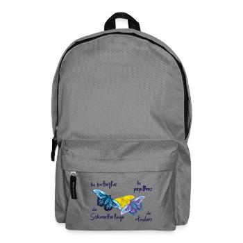 Papillons colorés, 4 langues - Sac à dos - gris éléphant - Devant