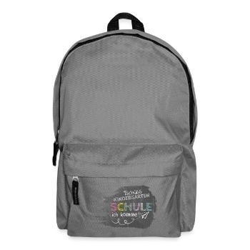 Tschüss Kindergarten - Schule ich komme! Tafel - Rucksack - Mittelgrau - Vorne