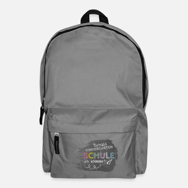 Tschüss Kindergarten - Schule ich komme! Tafel - Rucksack - Mittelgrau