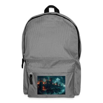 Poster Illustration Medieval Landscape in Ruins - Backpack - elephant grey - Front