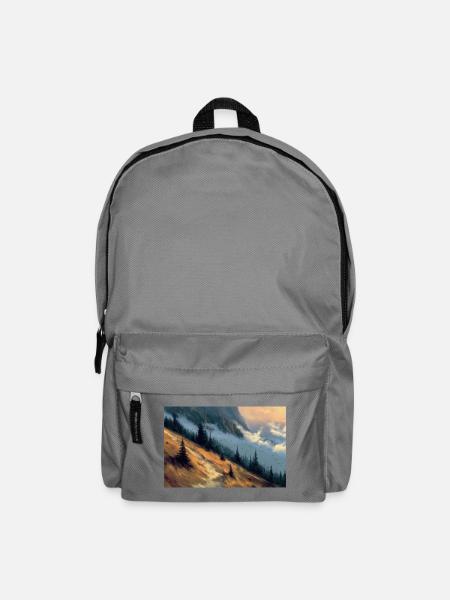 Poster Illustration Paysage de Montagne - Sac à dos - gris éléphant