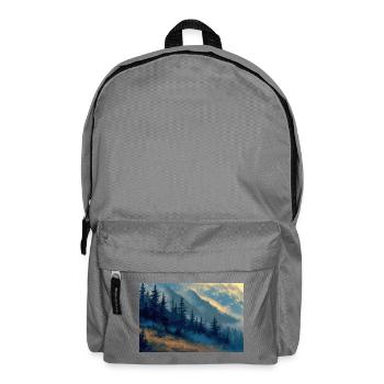 Mountain Landscape Illustration Poster - Backpack - elephant grey - Front