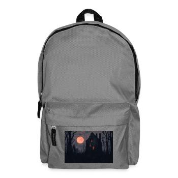 Haunted House Illustration Poster - Backpack - elephant grey - Front