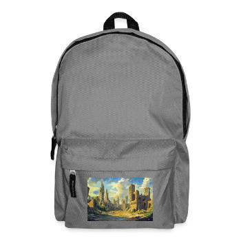 Poster Illustration Medieval Landscape in Ruins - Backpack - elephant grey - Front