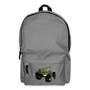Olive Green Offroad Car Print - Backpack - elephant grey - Front