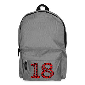 18. 18 JAHRE ALT. 18-JÄHRIGES JUBILÄUM. 18. GEBURTSTAG. - Rucksack - Mittelgrau - Vorne