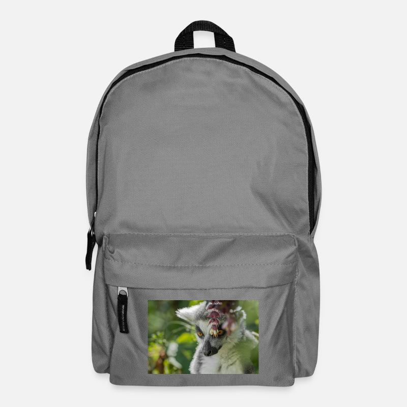 Lemur Portrait in Green Foliage - Backpack - elephant grey